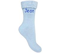 TeddyT's Women's Personalised Embroidered Super Soft Blue Thermal Bed Socks