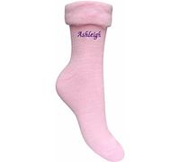 TeddyT's Women's Personalised Super Soft Thermal Bed Socks (Pink)