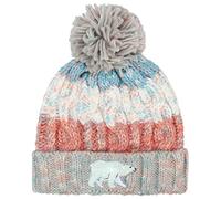 TeddyT's Women's Polar Bear Sparkle Embroidery Fleece Lined Cable Knit Bobble Hat