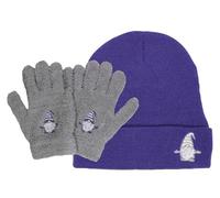 TeddyT's Women's Purple Beanie Hat and Boucle Super Soft Gonk Gnome Winter Gloves