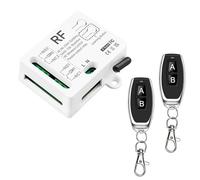 Tedeligo 433Mhz RF Wireless Remote Control Switch with 2 Transmitters AC 220V 230V 240V 10A 2Channel Relay Receiver for Electric Curtain Garage Door Motor Light Radio Control Switch