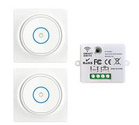 Tedeligo Wireless Lights Switch Kit(1Receiver 2Switch),No need Battery wall switch,Easy to Install AC 220V 230V 240V 10Amp 2000W Mini Receiver Control for Lights Lamps Fans Appliances