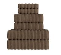 Tedeman Cloud Collection 6-Piece Towel Set - Turkish Towels, 550 GSM Plush, Highly Absorbent, Hotel & Spa Quality, 2 Bath Towels + 2 Hand Towels + 2 Kitchen Towels (Truffle Brown, Set of 6 Towels)