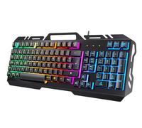 TedGem Gaming Keyboard, PC USB Wired Keyboards, 19 Keys Anti-Ghosting with Rainbow LED Illuminated, Mobile Phone Holder, Robust Metal Frame for PC/Laptop/PS4/Xbox (German Layout)