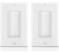 Tedgetal Single Brush Wall Plate 2-Pack,Single Gang faceplate Cable Pass Through Insert Wall Socket for HDTV, HDMI, Network, Coaxial Cables, Speaker Wires White
