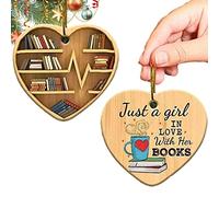Tedious Book Lovers Heart Tree Ornament | Acrylic Tree Decorations | Tree Bookshelf Decor | Book Lover for Hanging Decoration Supplies