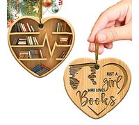Tedious Book Lovers Heart Tree Ornament | Acrylic Tree Decorations | Tree Bookshelf Decor | Book Lover for Hanging Decoration Supplies