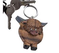 Tedious Highland Cow Keyring | Highland Cow Keychain | Wooden Highland Cow Key Ring Pendant | Cute Animal Highland Cow Figure Keychains for Friends (1/2)