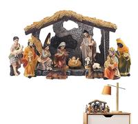 tedious Nativity Scene Ornaments | Resin Christmas Sets Creative Jesus Birth Statue Decorations Family Figure Set Home Decor Christian Gifts for Friends (1/2-Set)