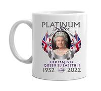 Tedious Queen Elizabeth II Memoria Coffee Mug | Queen Commemorate Water Glass with Union Jack Flags | 2022 Queen's Platinum Jubilee Merchandise Mugs | Decoration for Remember Queen