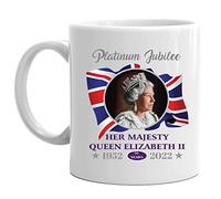 Tedious Queen Elizabeth II Memoria Coffee Mug | Queen Commemorate Water Glass with Union Jack Flags | 2022 Queen's Platinum Jubilee Merchandise Mugs | Decoration for Remember Queen