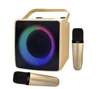TedmaR Portable Bluetooth Karaoke Speaker for Adults Kids, Karaoke Machine, 2 Wireless Mics and Dynamic Lights, for Girls Boys Home Party (Color : Gold)