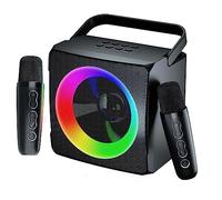 TedmaR Portable Bluetooth Karaoke Speaker for Adults Kids, Karaoke Machine, 2 Wireless Mics and Dynamic Lights, for Girls Boys Home Party (Color : Black)