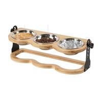 tedohamgan Elevated Dog Bowl Stand | Dog Bowls Elevated Food Container - Height Adjustable Tilted Dish Set with 3 Stainless Steel Plates, Pet Supplies for Small Medium Large Breed