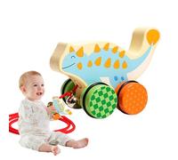 tedohamgan Wooden Pull Along Toy - Interactive Walking Dinosaur Car,Walking Pull Behind Toy - for Kids Indoor Outdoor Nursery Kindergarten Floor Play