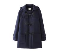 TEDPRBGE Autumn Winter Coats for Women Loose Horn Button Hooded Jacket Thick and Warm Coat Japanese JK Uniform Coat (UK, Alpha, M, Regular, Regular, Navy Blue)