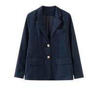 TEDPRBGE Japanese JK Uniform Blazer Lapel Collar Blazer Long Sleeve Jacket Casual Jacket with Pockets (UK, Alpha, XL, Regular, Regular, Navy Blue)