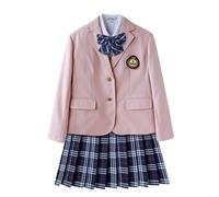 TEDPRBGE Japanese School Uniform Costume Pink Suit Jacket JK Skirt Shirts Uniform Anime Cosplay Costumes for Women (Blue, 4XL)