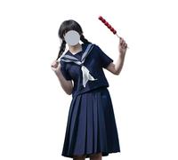 TEDPRBGE Japanese School Uniform Costume Sailor Uniform JK Dress Shirts Uniform Anime Cosplay Costumes for Women (Blue-short sleeves + skirt 43cm, M)
