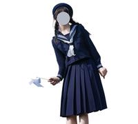 TEDPRBGE Japanese School Uniform Costume Sailor Uniform JK Dress Shirts Uniform Anime Cosplay Costumes for Women (Blue-long sleeves + skirt 43cm, L)