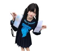 TEDPRBGE Japanese Style School Uniform JK Sailor Uniform Women Shirt Pleated Skirt Bowtie Set Anime Cospaly Costume (Long Sleeve, XL)