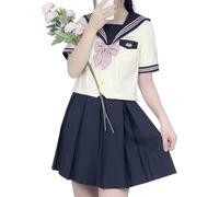 TEDPRBGE Sweet Japanese School Uniform Costume Sailor Uniform JK Dress Shirts Uniform Anime Cosplay Costumes for Women (Deep Grey 43cm,Short Sleeve, S)