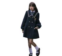 TEDPRBGE Women Winter Coats Japanese JK Collar Jacket JK Uniform Costume Thick Warm Thick Warm Sailor Jacket Coat (UK, Alpha, XL, Regular, Regular, Navy Blue)