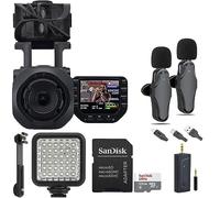 Teds Electronics Zoom Q8n-4K Handy Video Recorder with Lavelier Mic Set and LED Light & Memory Card