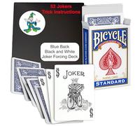 Ted's Sterling Magic Factory Cut Bicycle Black and White Joker Trick Deck (Blue One Way Force)