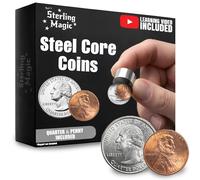 Ted's Sterling Magic Steel Core Coins for Magic Tricks, Illusions and Pranks (Penny and Quarter)