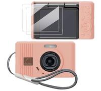 Tedubax Case for Kodak PIXPRO C1 accessories,Soft Silicone Protective Case,Comes with 2 Screen Protectors and 1 Wrist Strap - Rose red