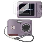 Tedubax Case for Kodak PIXPRO FZ45,FZ45 accessories,Soft Silicone Protective Case,Comes with 2 Screen Protectors and 1 Wrist Strap - Rose grey