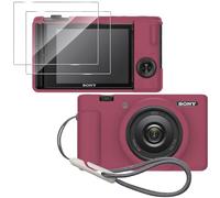 Tedubax Silicone Case for Sony ZV-1F/ ZV-1 II/ZV-1M2 Digital Camera with 2PCS Screen Protector and a Lanyard Sony ZV-1 II case-(red)