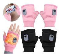 Tedull Heated Gloves for Women Men,Heated Gloves Rechargeable,Heated Work Gloves,USB Heated Finger Gloves,Winter Knit Gloves3-Speed Adjustable Heated Riding Gloves,Fast Heating,for Winter Gift (Pink)