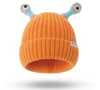 Tedull Winter Parent-Child Cute Glowing Little Monster Knit Hat,Funny Glowing Monster Knitted Beanie Hat,Stretchy Soft Cuffed Wooly Beanie,for Women & Kids (UK, Alpha, One Size, Orange)
