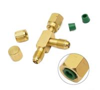 Tee Adapter 14X14X14 SAE Flare Brass with Spool Seal Ring and Rotary Connector for Vacuum Gauge and Repair Ports