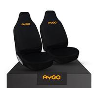 Tee AutoCare AYGO Logo - Front Car Seat Covers - Heavy Duty & 100% Water Proof- Fits Toyota AYGO (Orange Logo)