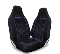 Tee AutoCare Fits Puma - Quilted Black Front Seat Covers with Logo, Universal Fit, Waterproof, Easy Wash, Soft Foam, Durable Stitching, Stylish Car Seat Protection (Black) (Blue)