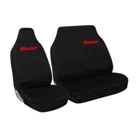 Tee AutoCare Fits Renault Master - Black Waterproof 2+1 Van Seat Covers, Universal Fit, Durable & Easy Clean Protection (Black) (Red)