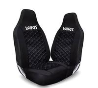 Tee AutoCare Fits Toyota Yaris - Quilted Black Front 2 Seat Covers with Logo, Universal Fit, Soft Foam Padding, Durable Stitching, Easy to Wash, Stylish Protection for Driver & Passenger Seats (Black)
