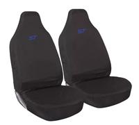 Tee AutoCare For Ford Focus, Ford Fiesta, Ford Explorer and Ford Puma - Heavy Duty and Water Proof Durable Nylon Driver Passenger with ST Logo Front SUV Seat Cover Protectors - 2 x Fronts (Blue Logo)