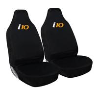 Tee AutoCare For Hyundai i10 - Heavy Duty and Water Proof Durable Nylon Driver Passenger with i10 Logo Front SUV Seat Cover Protectors - 2 x Fronts (Orange Logo)