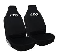 Tee AutoCare For Hyundai i20 - Heavy Duty and Water Proof Durable Nylon Driver Passenger with i20 Logo Front SUV Seat Cover Protectors - 2 x Fronts (White Logo)