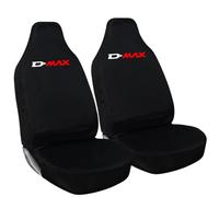 Tee AutoCare For Isuzu D-MAX - Heavy Duty and Water Proof Durable Nylon Driver Passenger with D MAX Logo Front SUV Seat Cover Protectors - 2 x Fronts (Red Logo)