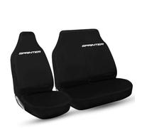 Tee AutoCare For Mercedes Sprinter - Heavy Duty and Water Proof Durable Nylon Driver Passenger with Sprinter Logo Van Front Seat Cover Protectors - 2+1 Front (White Logo)