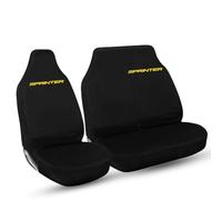 Tee AutoCare For Mercedes Sprinter - Heavy Duty and Water Proof Durable Nylon Driver Passenger with Sprinter Logo Van Front Seat Cover Protectors - 2+1 Front (Yellow Logo)