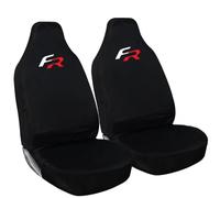 Tee AutoCare For Seat Ibiza, Seat Leon and Seat Arona - Heavy Duty and Water Proof Durable Nylon Driver Passenger with FR Logo Front SUV Seat Cover Protectors - 2 x Fronts (Red Logo)