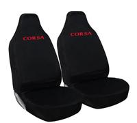 Tee AutoCare For Vauxhall Corsa - Heavy Duty and Water Proof Durable Nylon Driver Passenger with Corsa Logo Front SUV Seat Cover Protectors - 2 x Fronts (Red Logo)