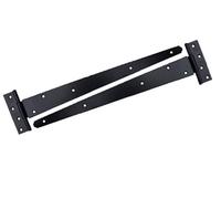 Tee Hinges 8" - 24" Heavy Duty T Hinge Door Gate Shed Black Galv Zinc Plate Pair (Black, 18 inch)