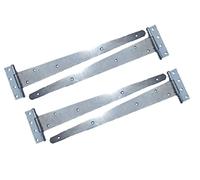 Tee Hinges 8" - 24" Pack of 4 Heavy Duty T Hinge Door Gate Shed Black Galv Zinc Plate (Zinc, 14 inch)